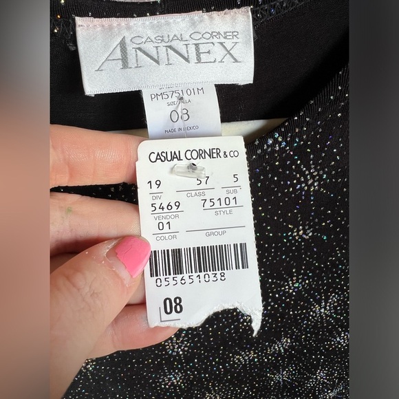 NWT Vintage 90s Y2K Casual Corner Sparkle Glitter Black Midi Cocktail Dress - Picture 6 of 9